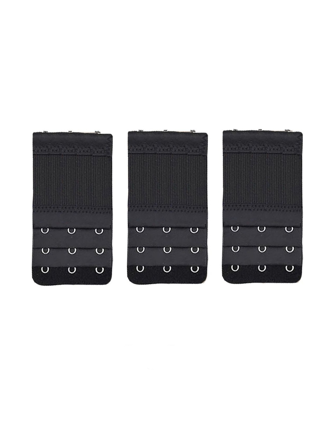 DClub Women Set of 3 Black 3 Hook Stretchy Bra Straps & Extenders