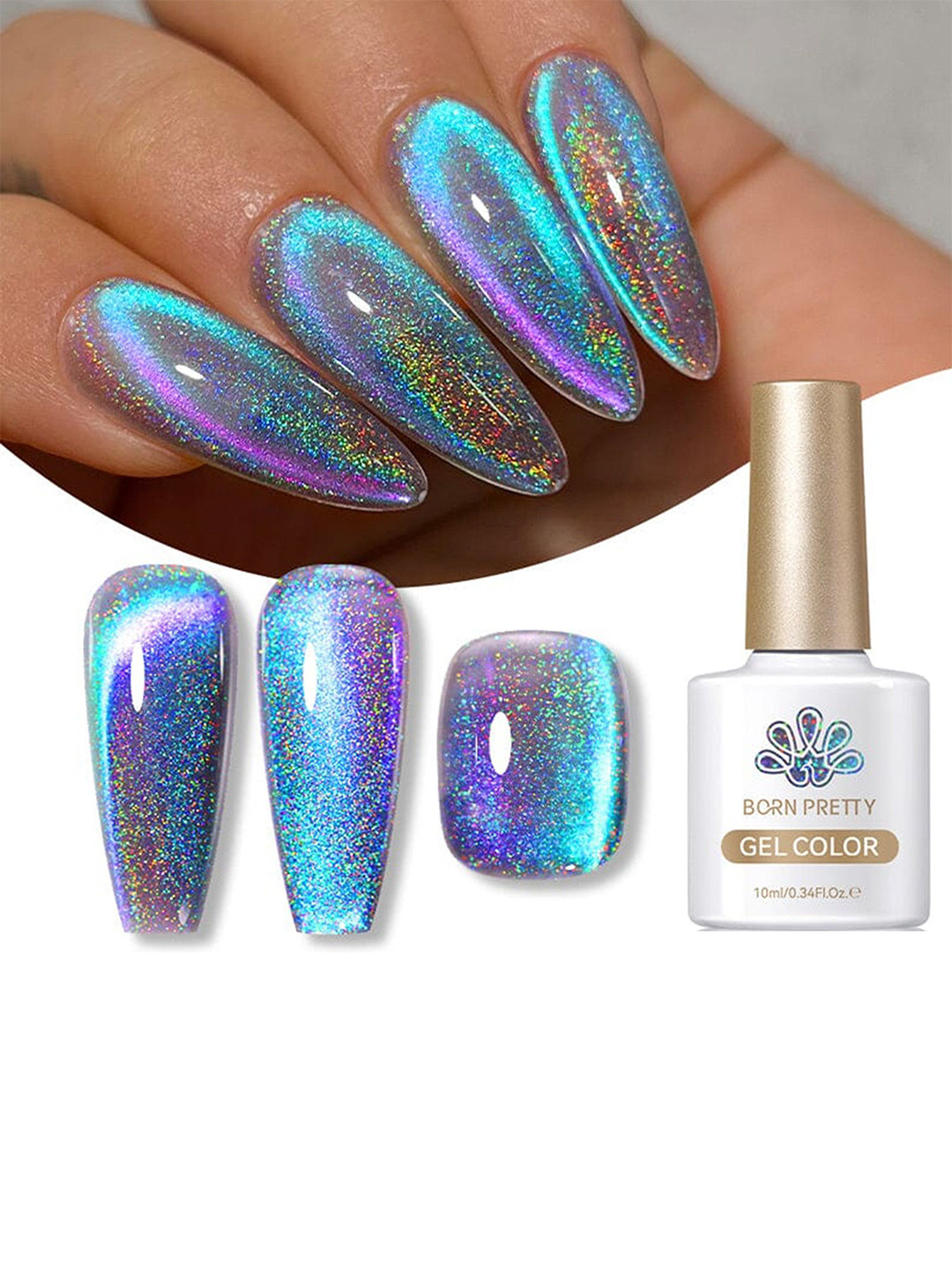 BORN PRETTY Long Lasting Holo Cat Eye Magnetic Gel Polish-10ml-MY122 Midnight