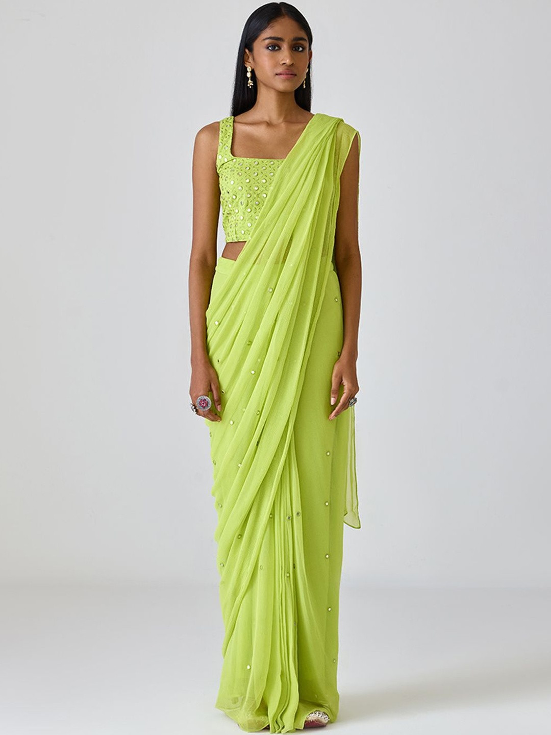 Ancestry Embellished Mirror Work Saree
