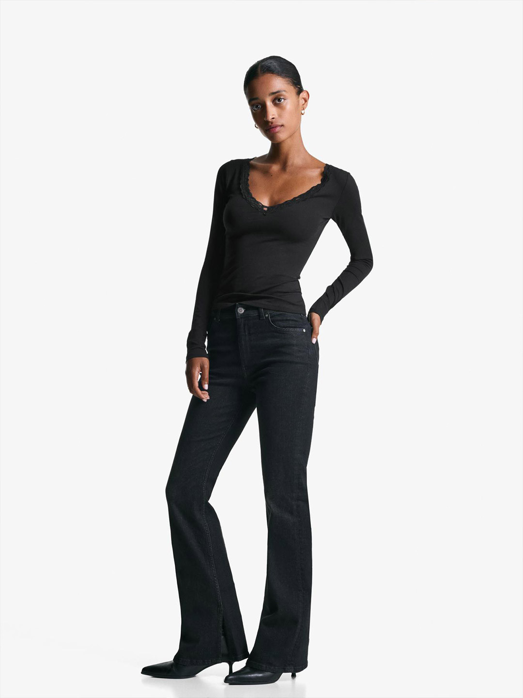 Bershka Long Sleeve Lace T-shirt