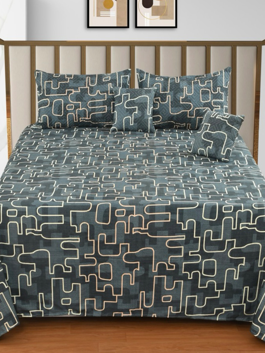 Homio  Vega Green Cotton King Bedsheet Set 2.28 x 2.28 m