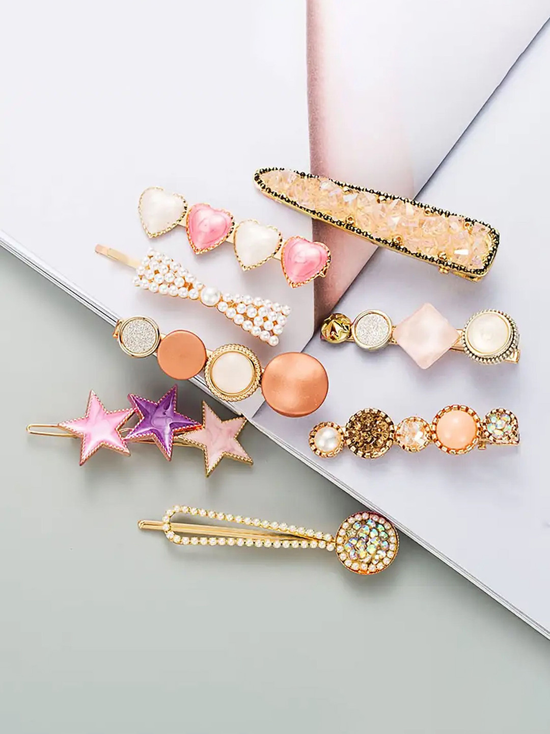 HANDBAG COLLECTION Girls Pack Of 6 Embellished Alligator Hair Clip