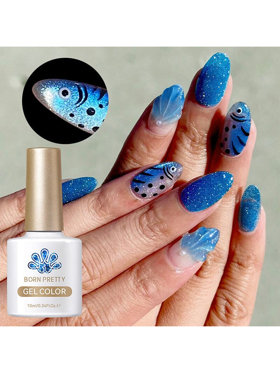 BORN PRETTY Long Lasting High Gloss Cat Eye Magnetic Gel Polish-10ml-MY304 Blue Tears