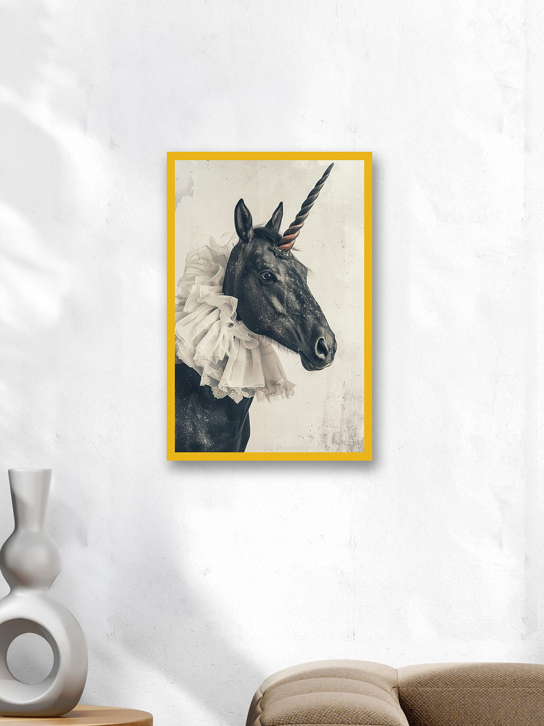 nestroots White & Black The Last Dark Unicorn Horse Canvas Wall Art