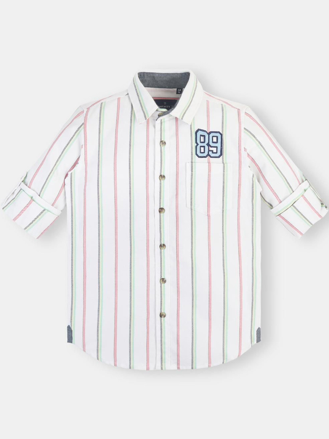 Infinity Boys Vertical Striped Spread Collar Pure Cotton Casual Shirt