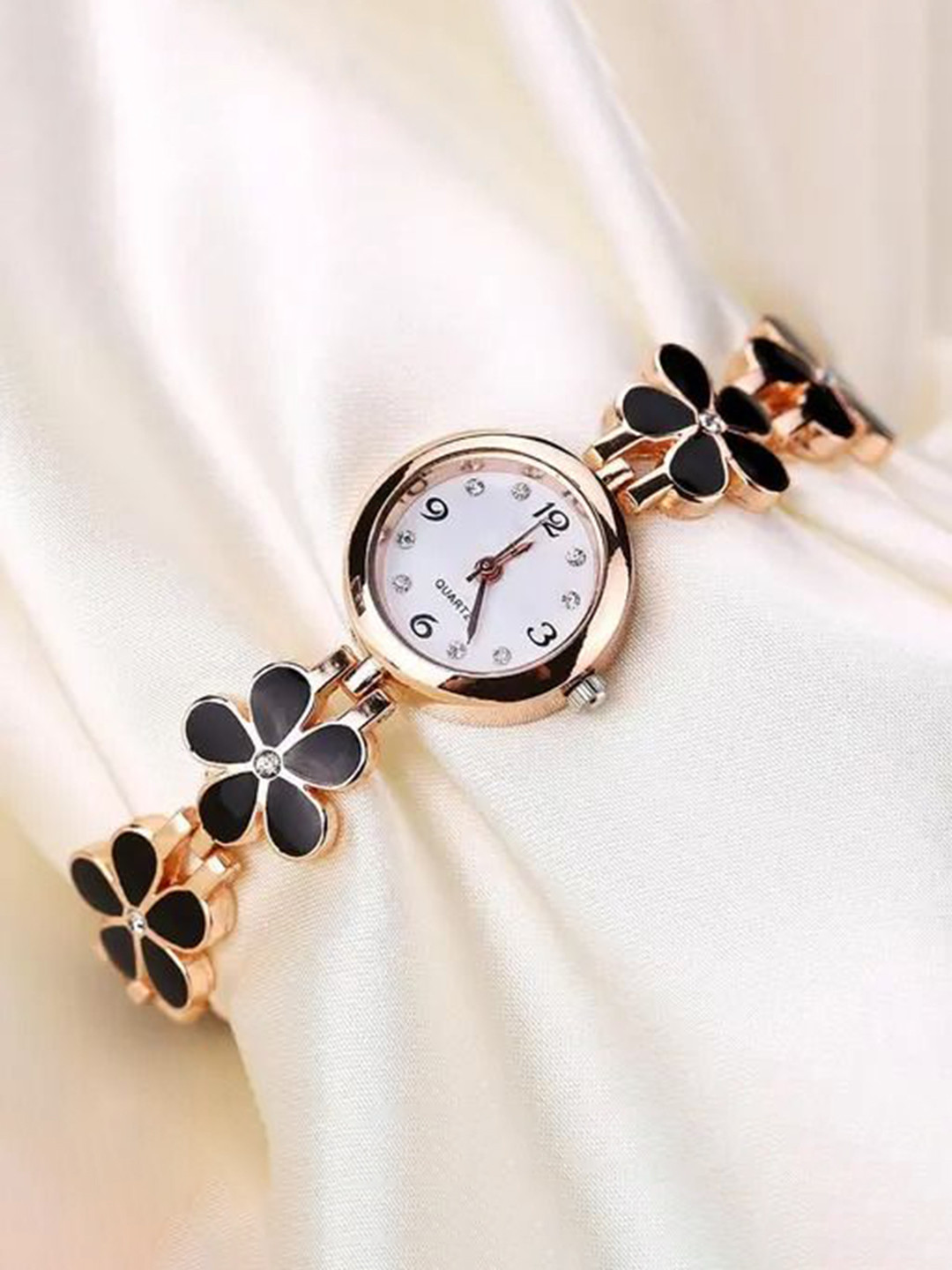 FROZIL Women Dial & Stainless Steel Bracelet Style Straps Analogue Watch Fl Black