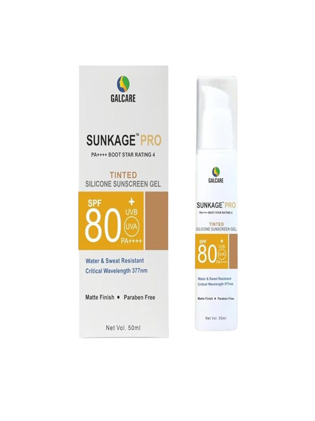 Sunkage SPF 80 + UVB UVA PA++++ Tinted Silicone Sunscreen Gel - 50 ml