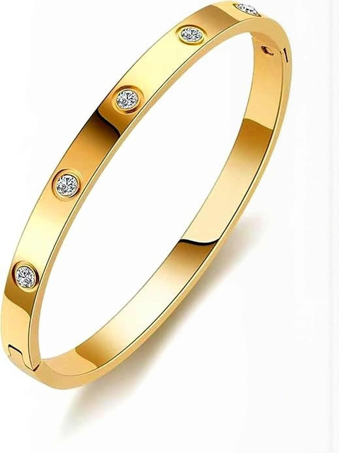 STYOLLO Gold-Plated Artificial Stones Studded Kada Bracelet