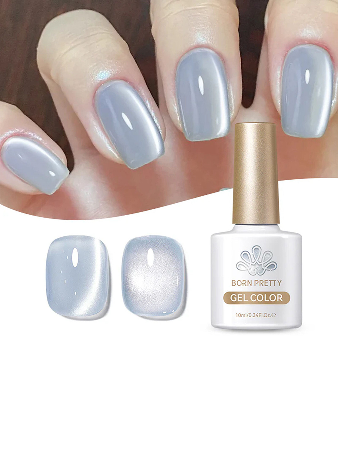 BORN PRETTY Long Lasting High Gloss Glass Cat Magnetic Gel Polish 10ml -MY129 Haze Blue