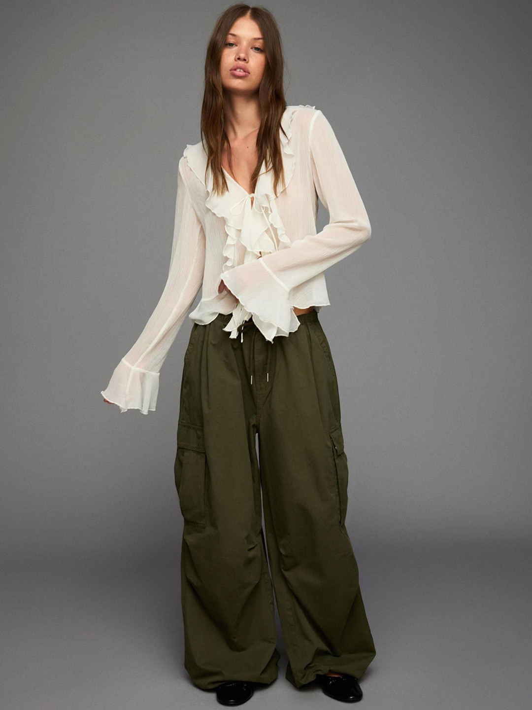 Bershka Parachute Cargo Trousers