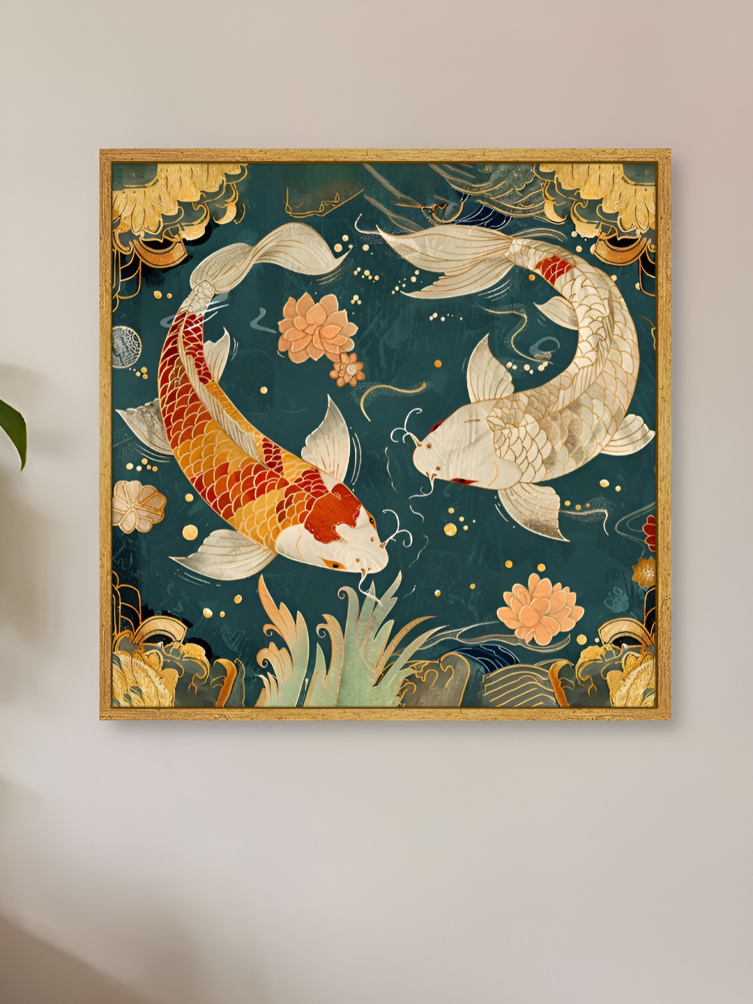 Myntra Elegant Homes Blue & Beige Single Piece Canvas Framed Wall Paintings