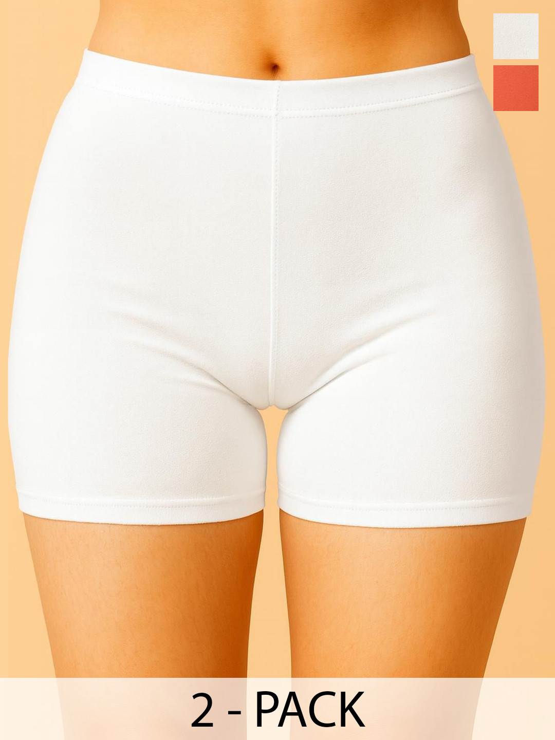 CKARFE Pack Of 2 Cotton Stretch Boy Shorts Briefs CF SBT-33 Peach,White XS-2-Peach,White