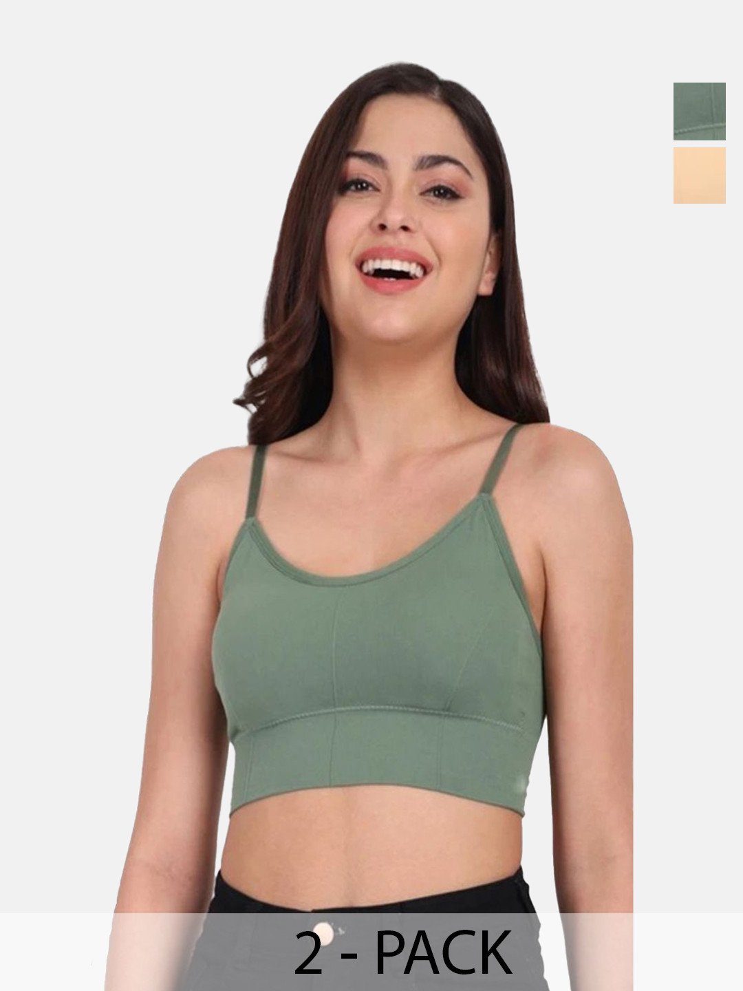 ALLIANCE OVERSEAS  Pack Of 2 Padded Bra ALLIANCE-OVERSEAS-646-SKIN-GREEN-2Pcs-28A-Multi