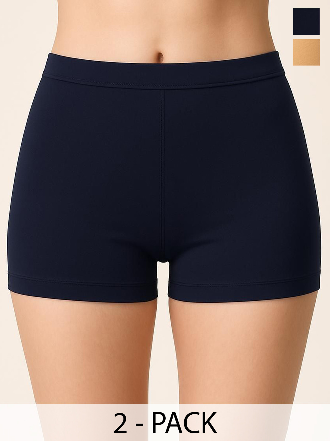 CKARFE Pack Of 2 Cotton Stretch Boy Shorts Briefs CF SBT-33 Navy,Skin XS-2-Navy,Skin