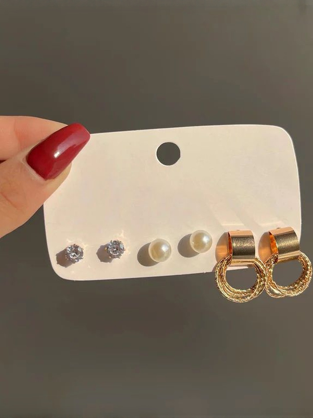 Honbon Set Of 3 Korean Style Earrings