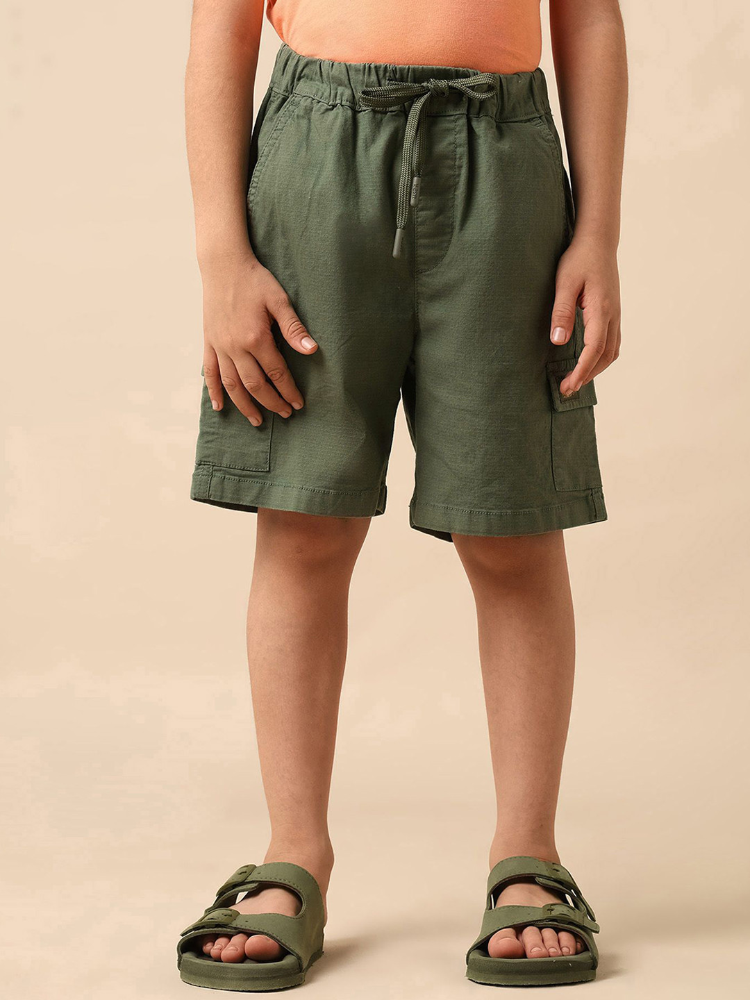U.S. Polo Assn. Kids Boys Relaxed Fit Textured Cotton Cargo Shorts