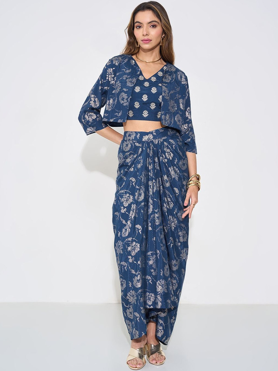 RANGMANCH BY PANTALOONS Women Floral Printed Regular Top with Dhoti Pa