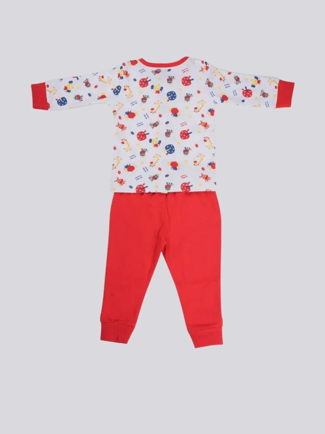 LOYZO-LOYAL TO JOY Boys Red Pure Cotton Long Sleeves Clothing Set