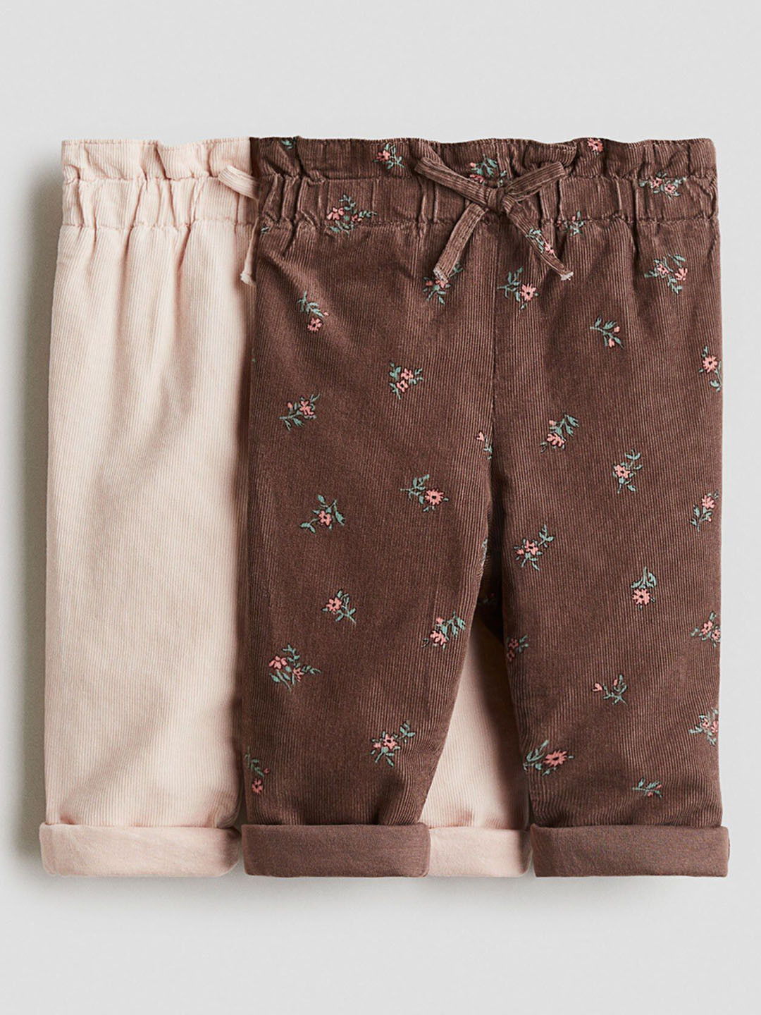 H&M Girls Pure Cotton 2-Pack Paper Bag Trousers