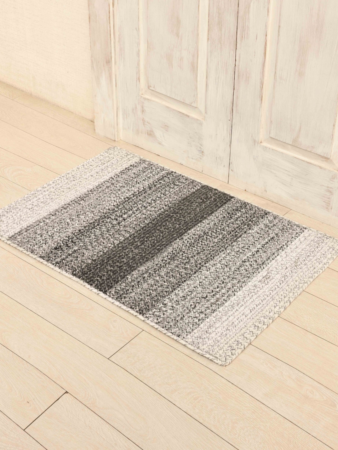 Ariana Brown & Cream-Color Striped Textured Cotton Anti-Skid Doormats