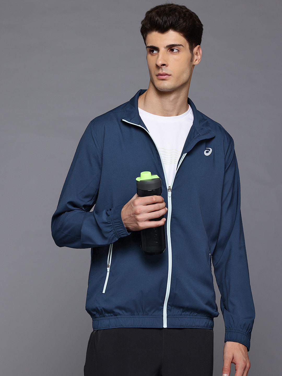 ASICS Men Mock Collar Running Jacket