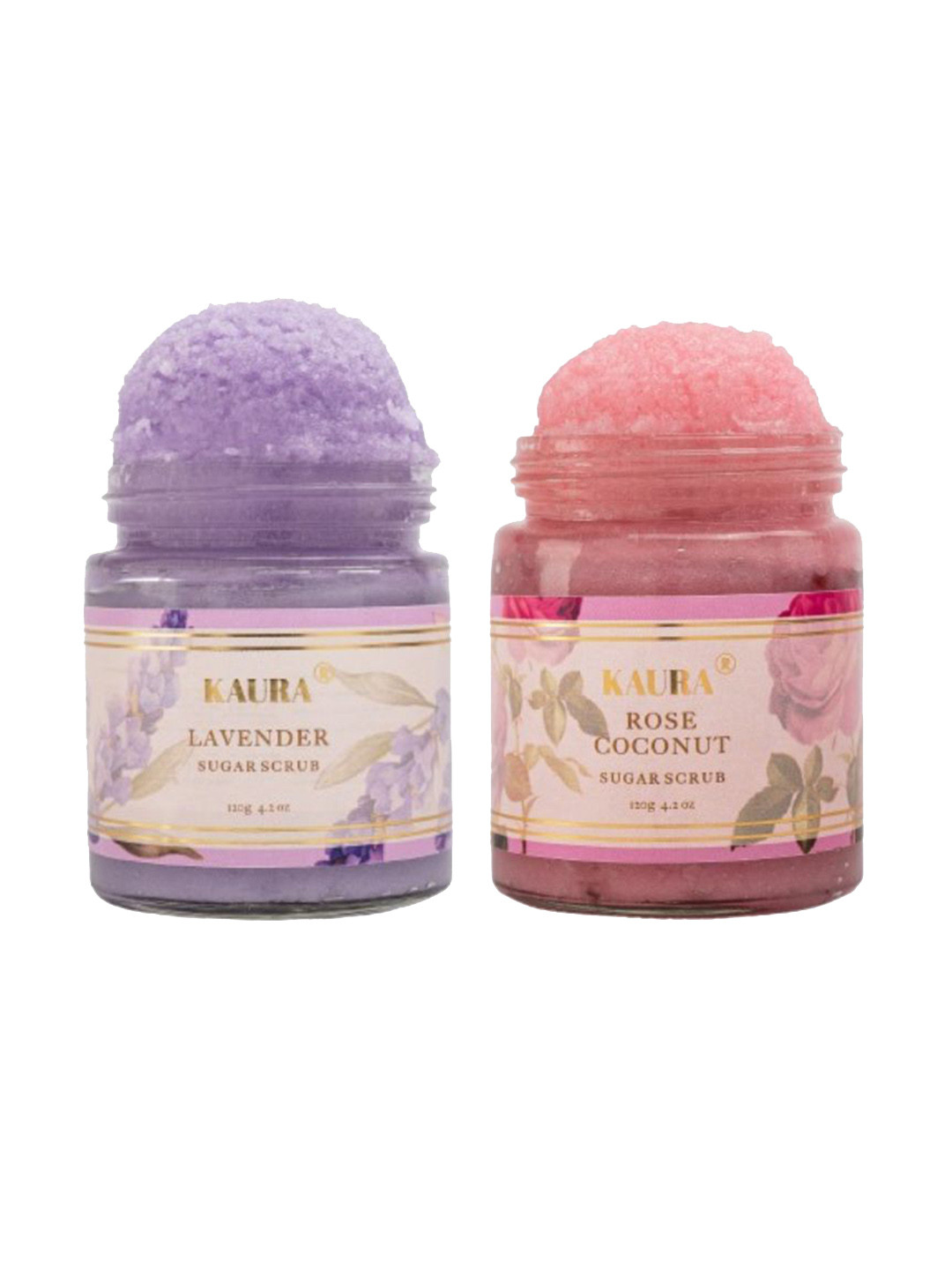 KAURA Set Of 2 Lavender & Rose Coconut Sugar Scrub- 120 g Each