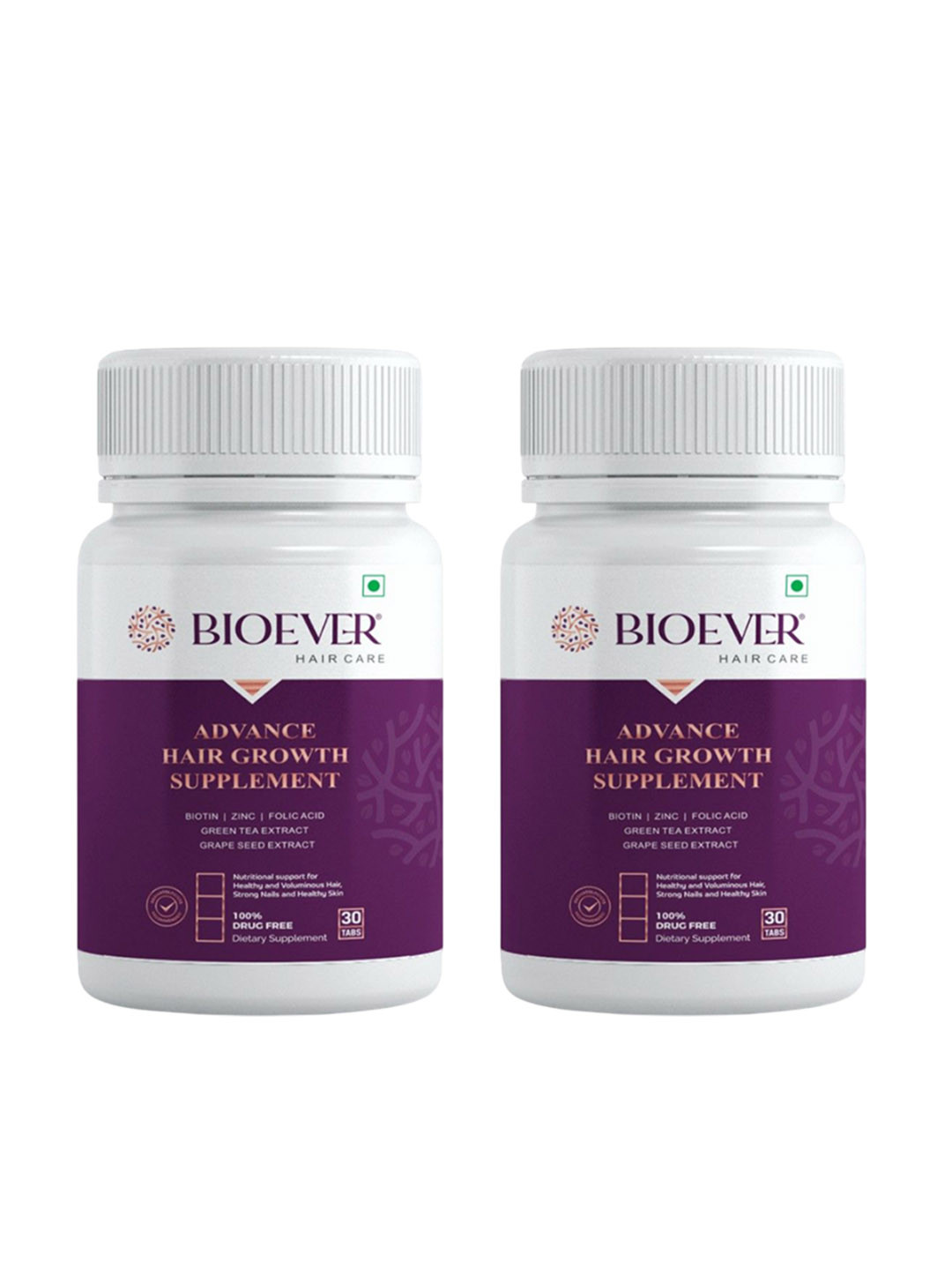 BIOEVER Set Of 2 Advance Hair Growth Supplement- 30 Tablets Each