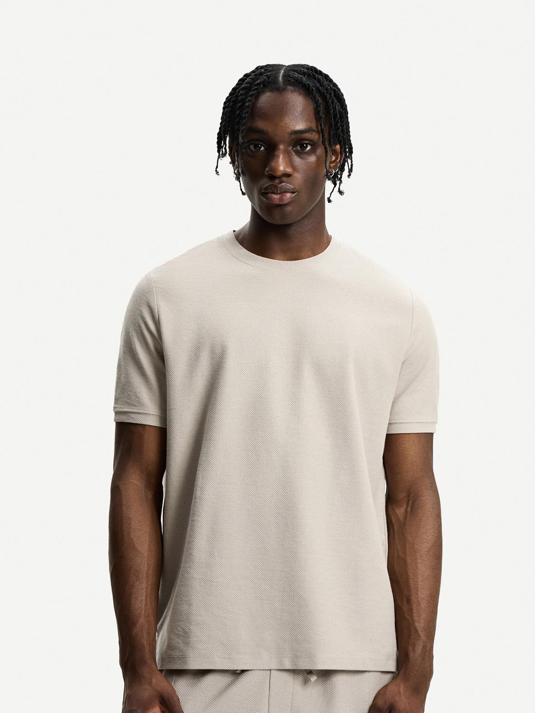 Bershka Textured Short Sleeve T-shirt