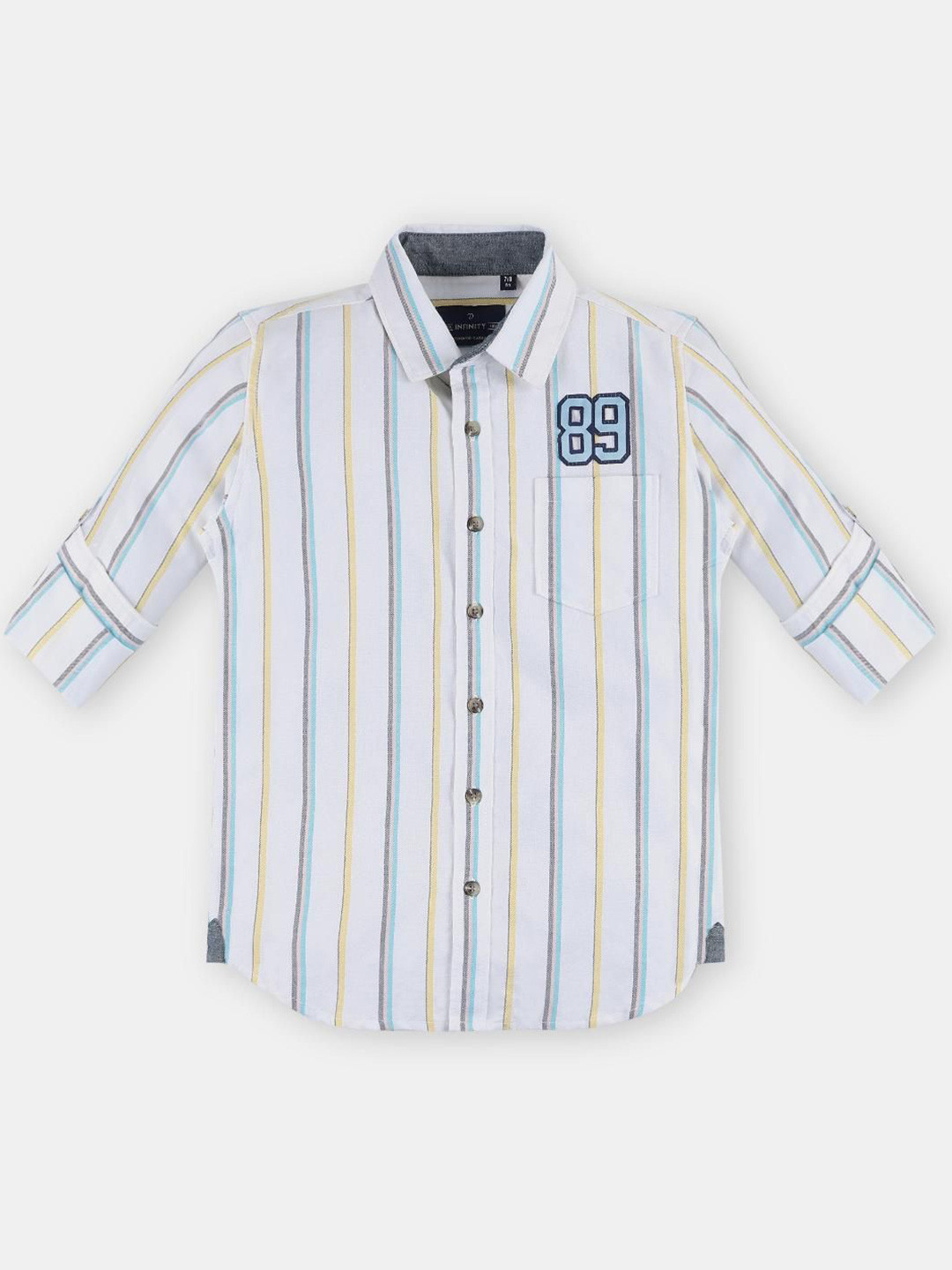 Infinity Boys Vertical Striped Spread Collar Pure Cotton Casual Shirt