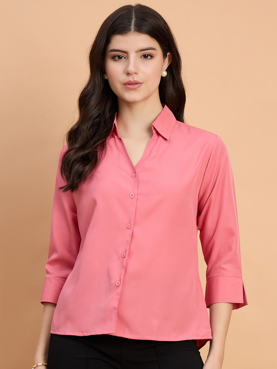 QIOA Spread Collar Long Sleeves Standard Formal Shirt