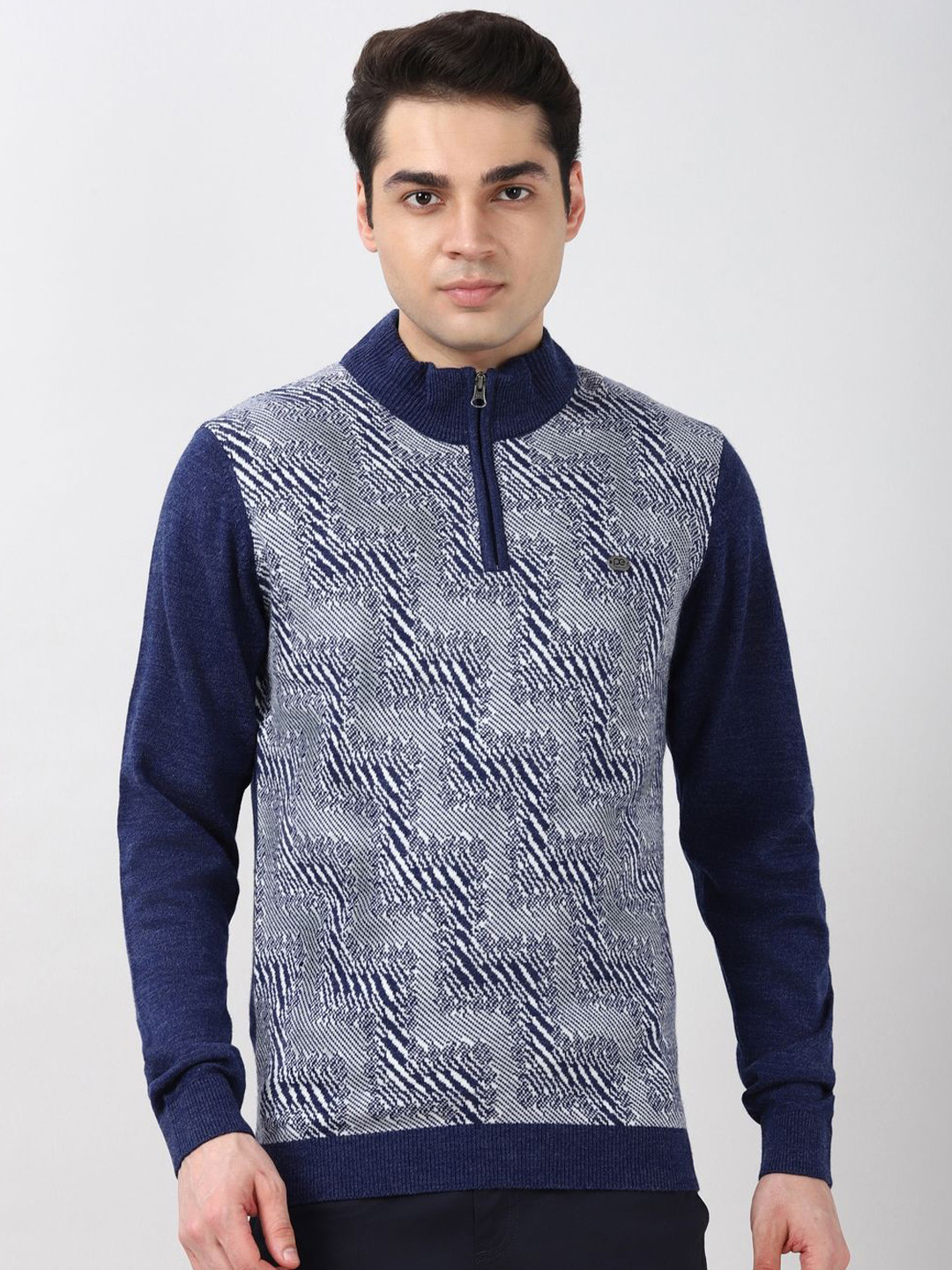 Peter England Casuals High Neck Printed Sweater