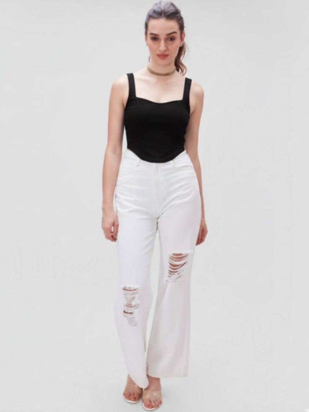 Pookiie Women Denim Corset Crop Top