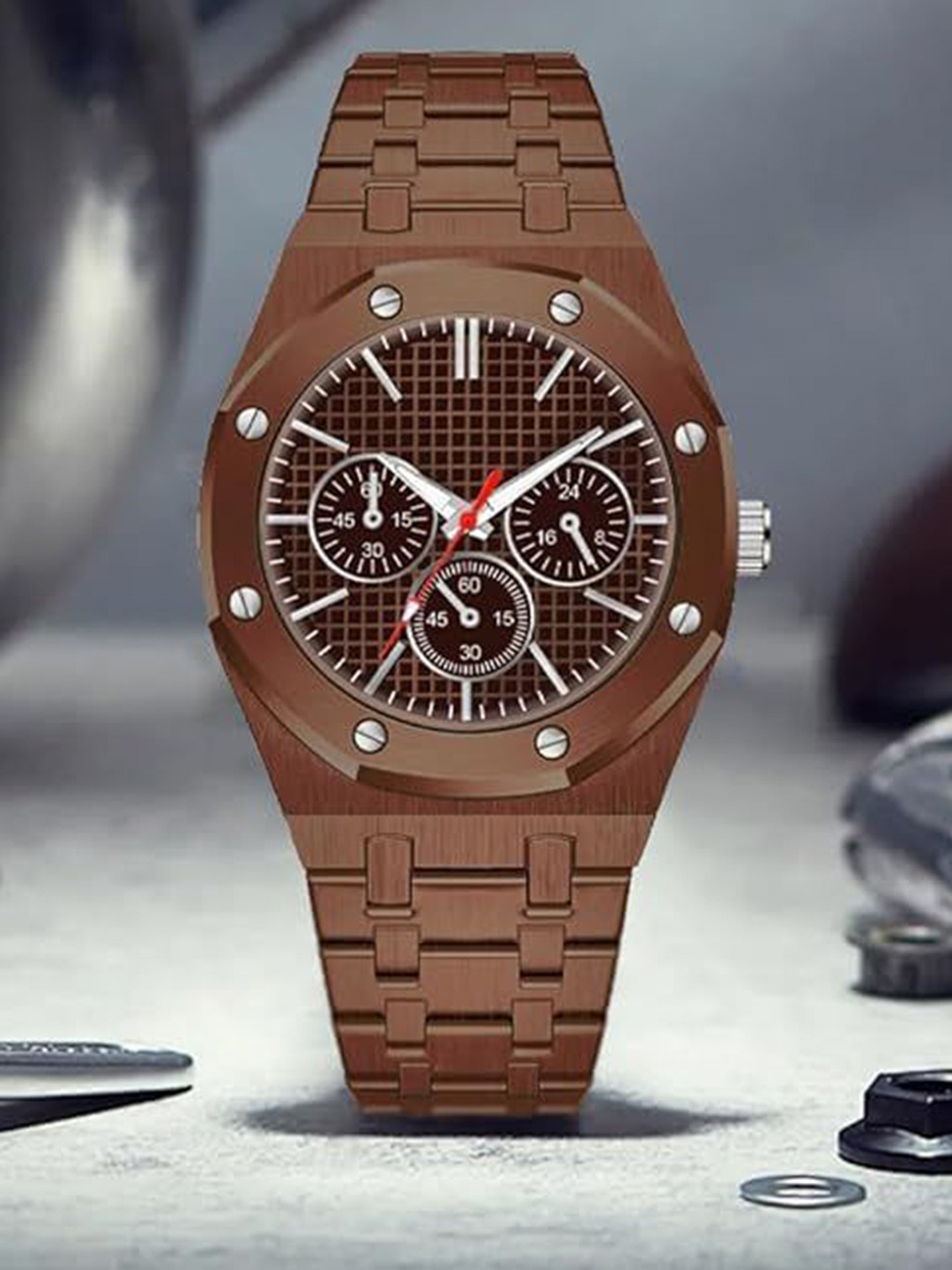 FROZIL Men Bracelet Style Straps Analogue Watch HUB-BROWN