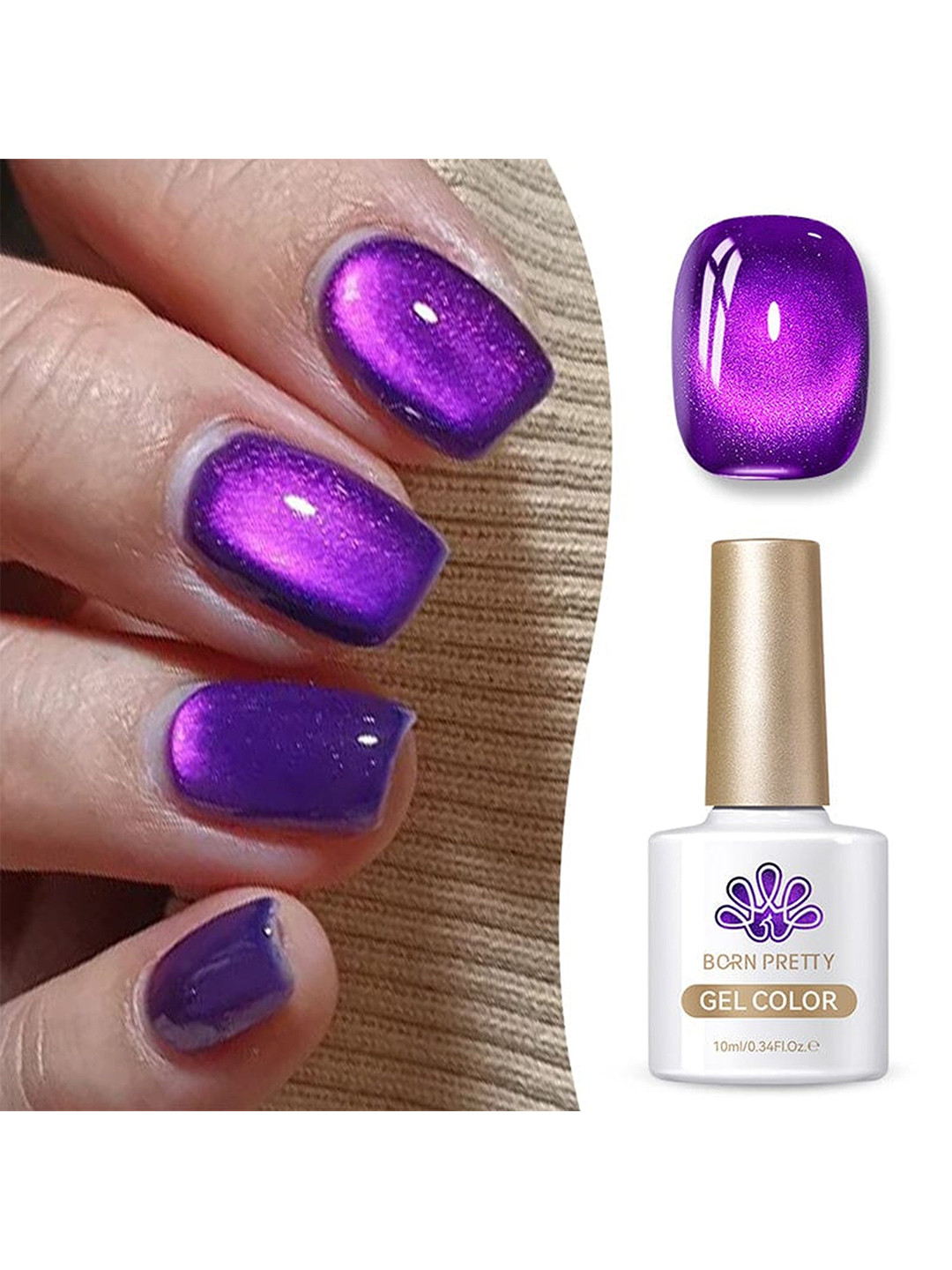 BORN PRETTY Long Lasting High Gloss Cat Magnetic Gel Polish 10ml -MY43 Blackish Purple