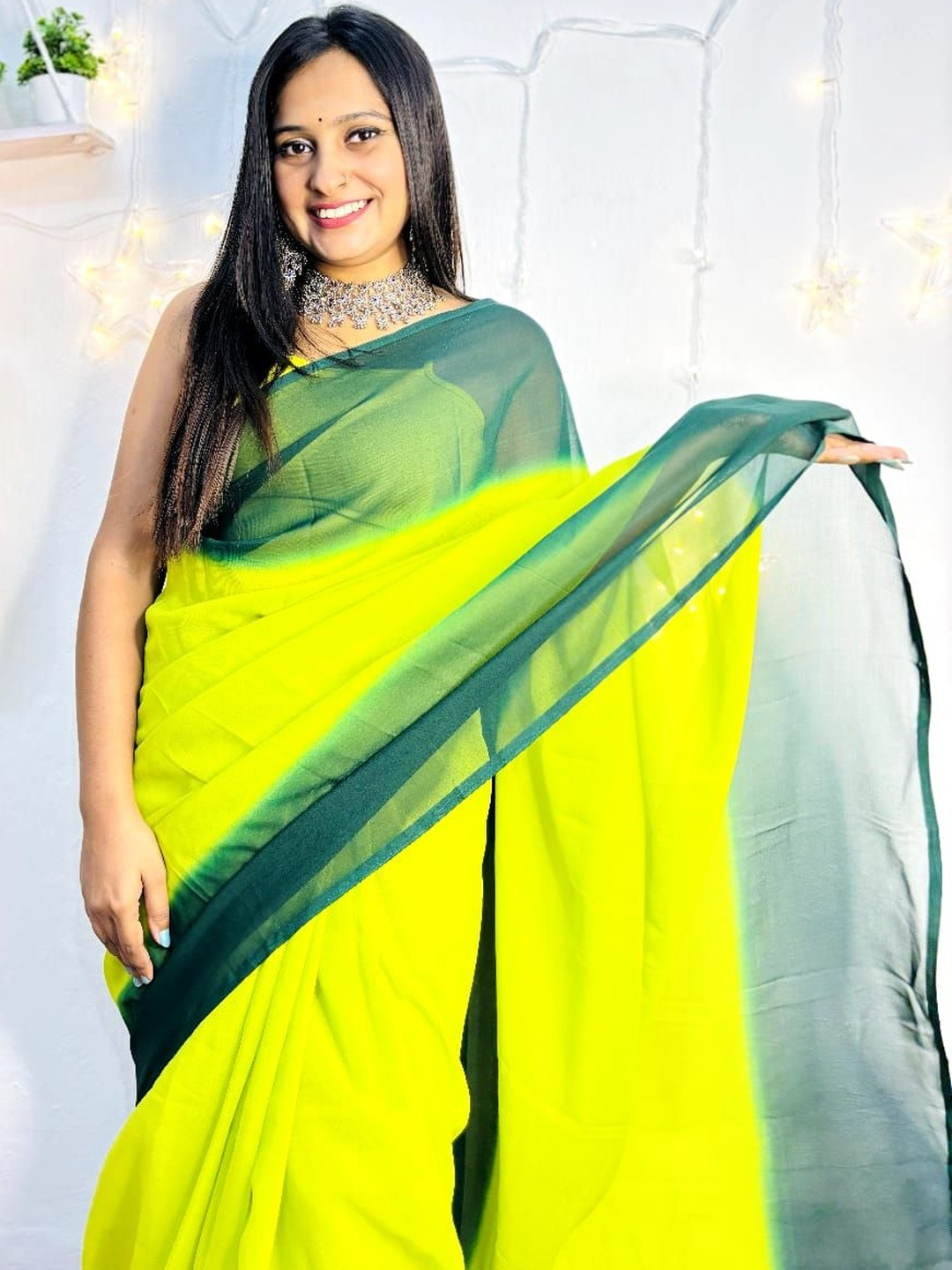 Moda Rapido Plain Poly Georgette Saree