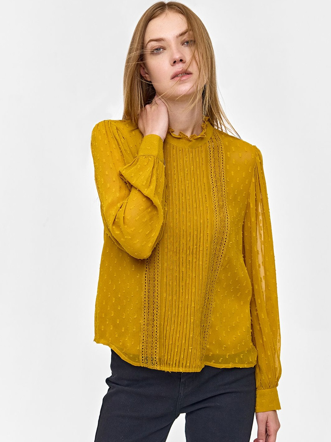 COVER STORY Self Design Chiffon Top