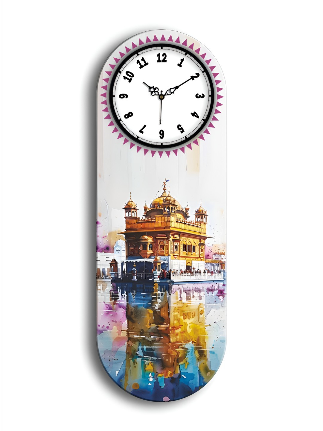 OLIVE TREE Gold-Toned & Blue Wooden Analogue Wall Clock