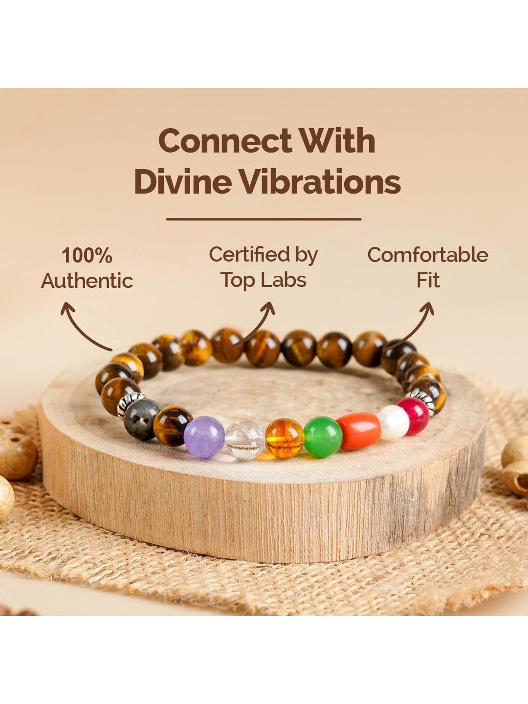 RISHIRUDRAKSH Unisex German Silver Tigers Eye Beaded Bracelet