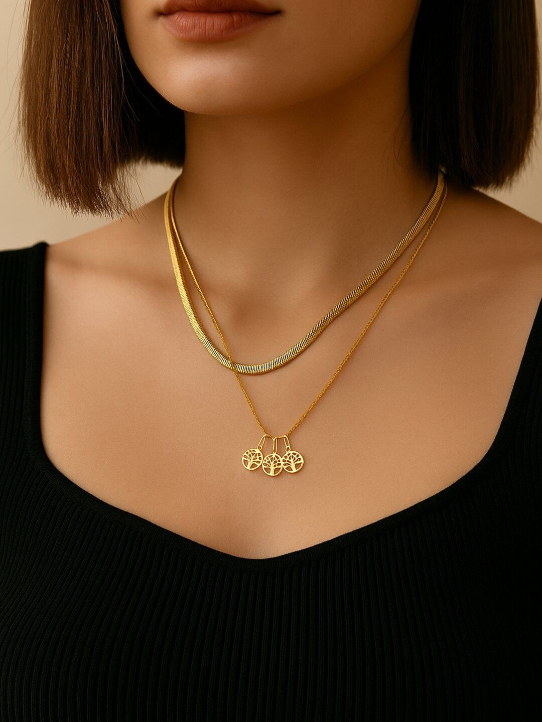 Haute Handles Circular Shaped Anti-Tarnish Pendants With Chains