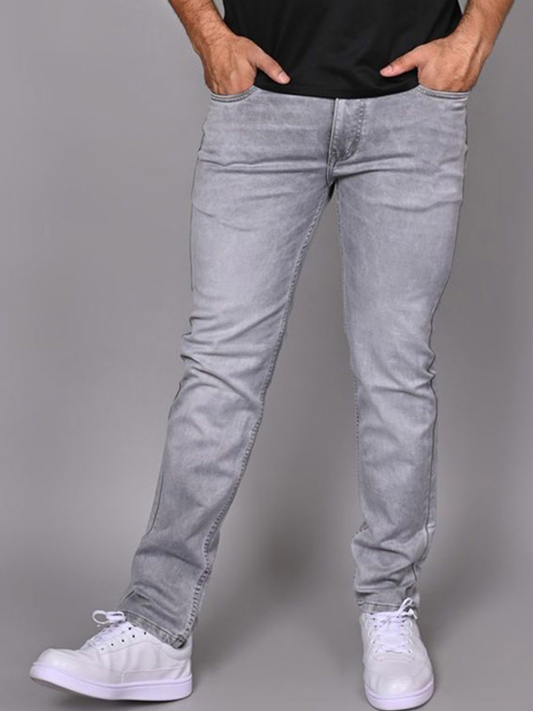 WHITE APPLE JNS Men Regular Fit Mid-Rise Clean Look Non Stretchable Cotton Jeans