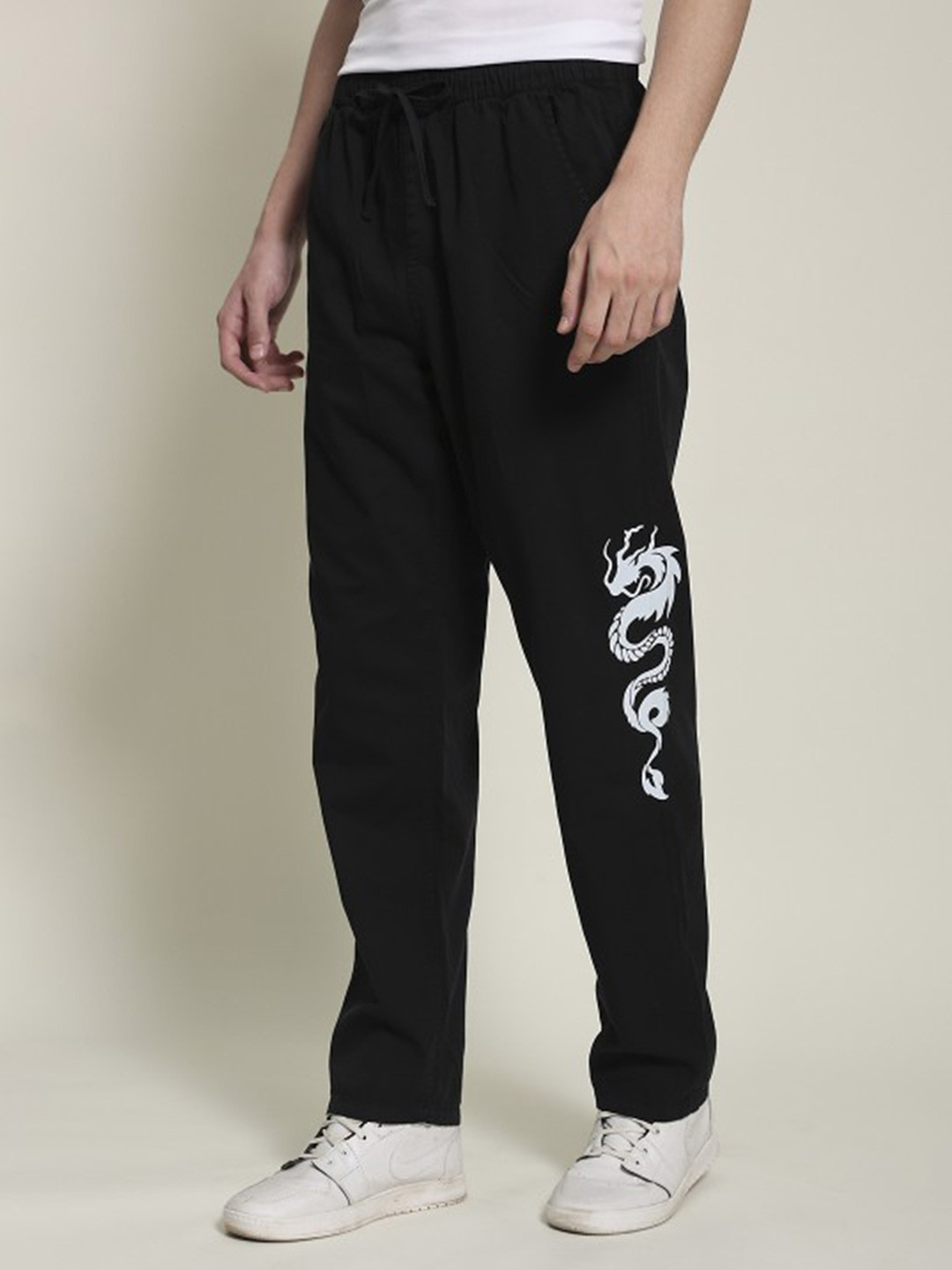 Bene Kleed Men Drago Side Printed Straight Fit Trousers