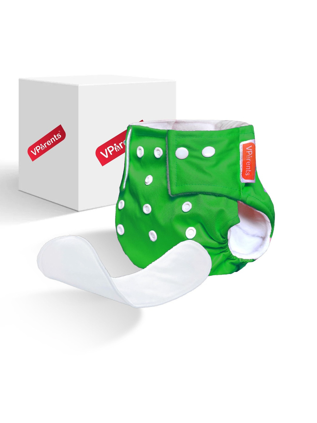 VParents Unisex Kids Green Solid Reusable Cloth Diapers With Absorbent Insert Pad