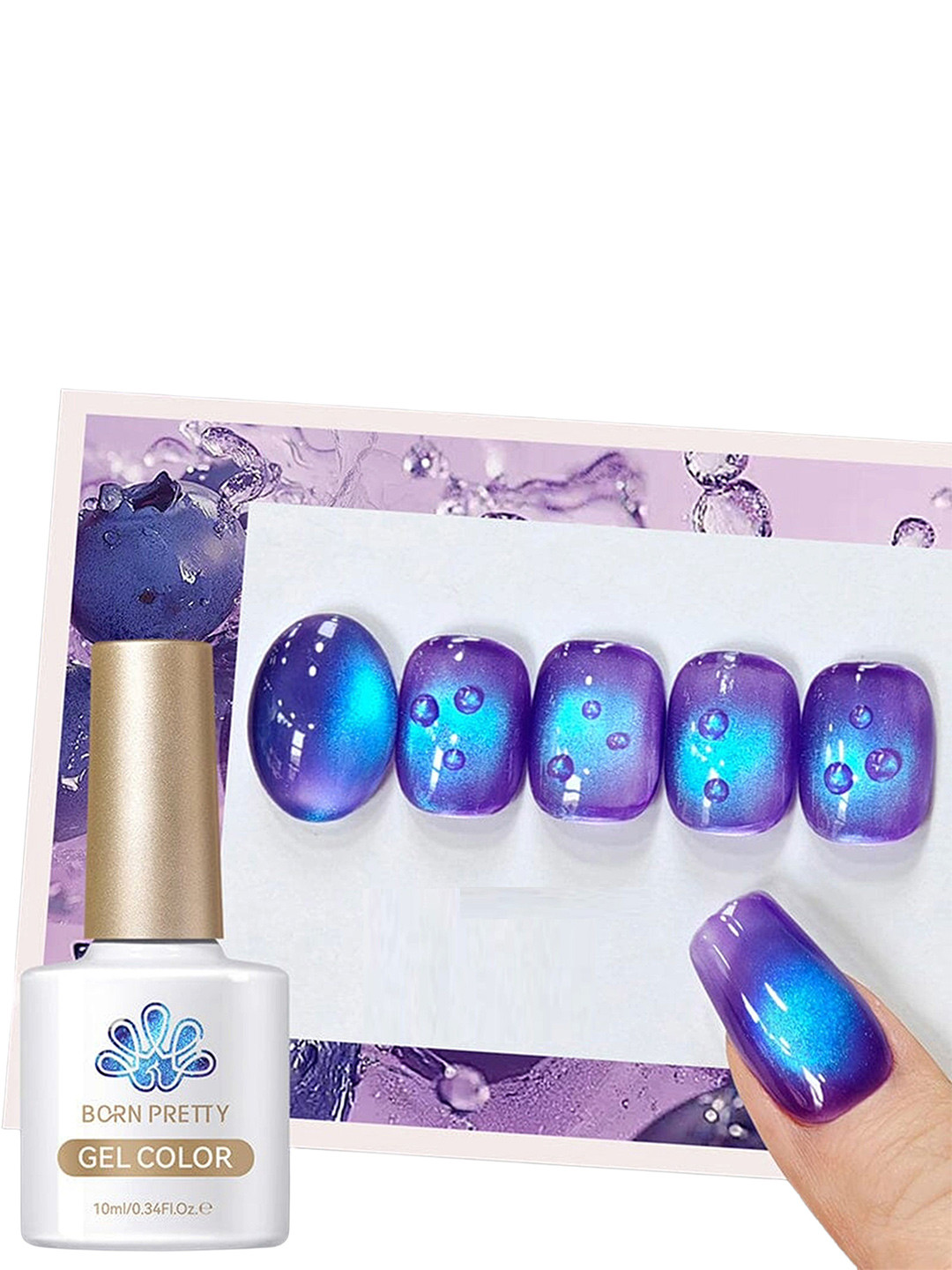 BORN PRETTY Long Lasting High Gloss Cat Eye Magnetic Gel Polish-10ml-MY297 Blueberry