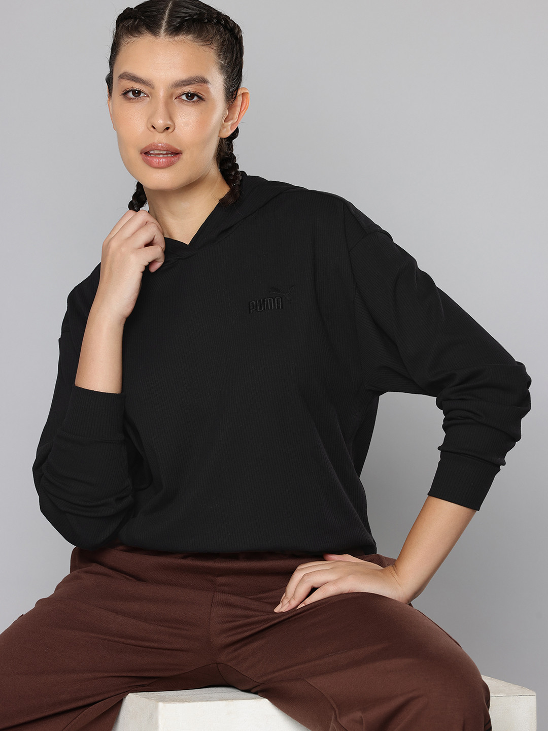 Puma Ribbed Comfort Fit Hooded Sweatshirt