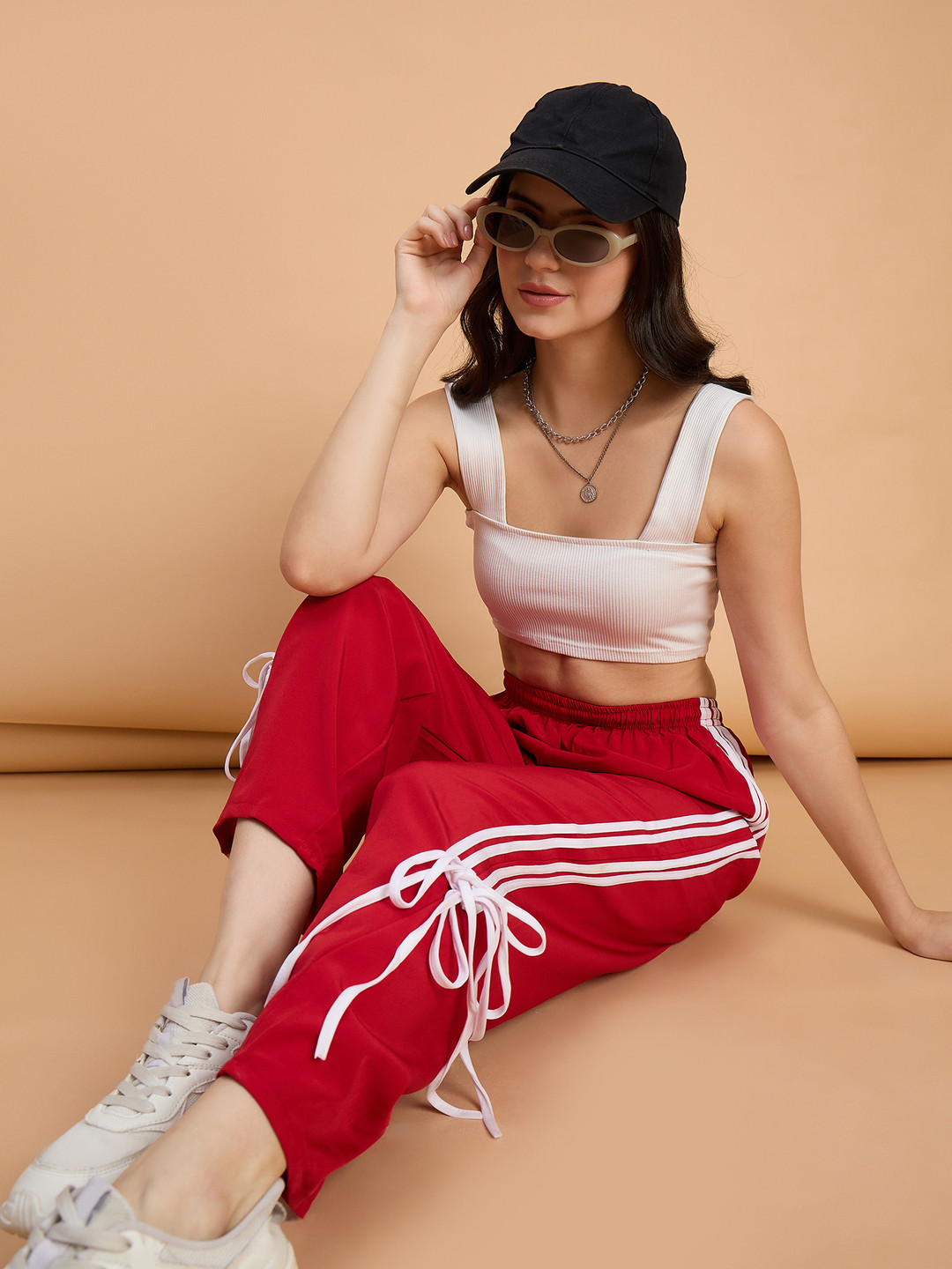 QIOA Women Relaxed-Fit Side Stripe Track Pants