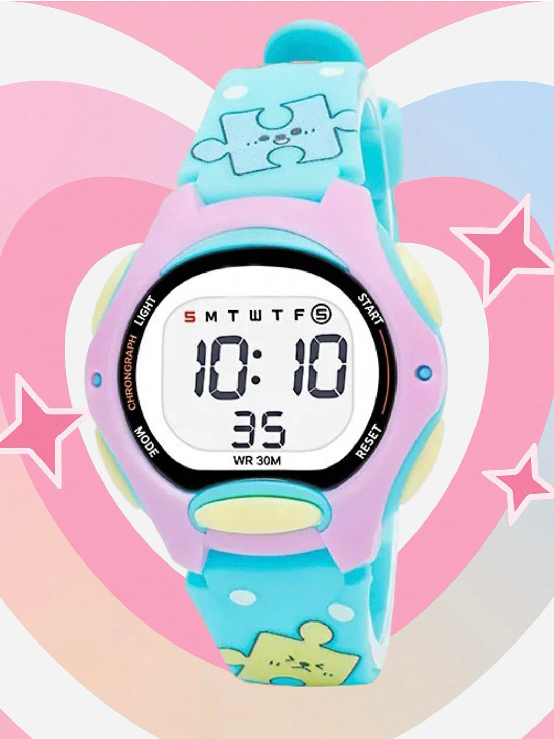 EWWE Kids Printed Dial & Straps Digital Multi Function Watch 8207-LightBlue