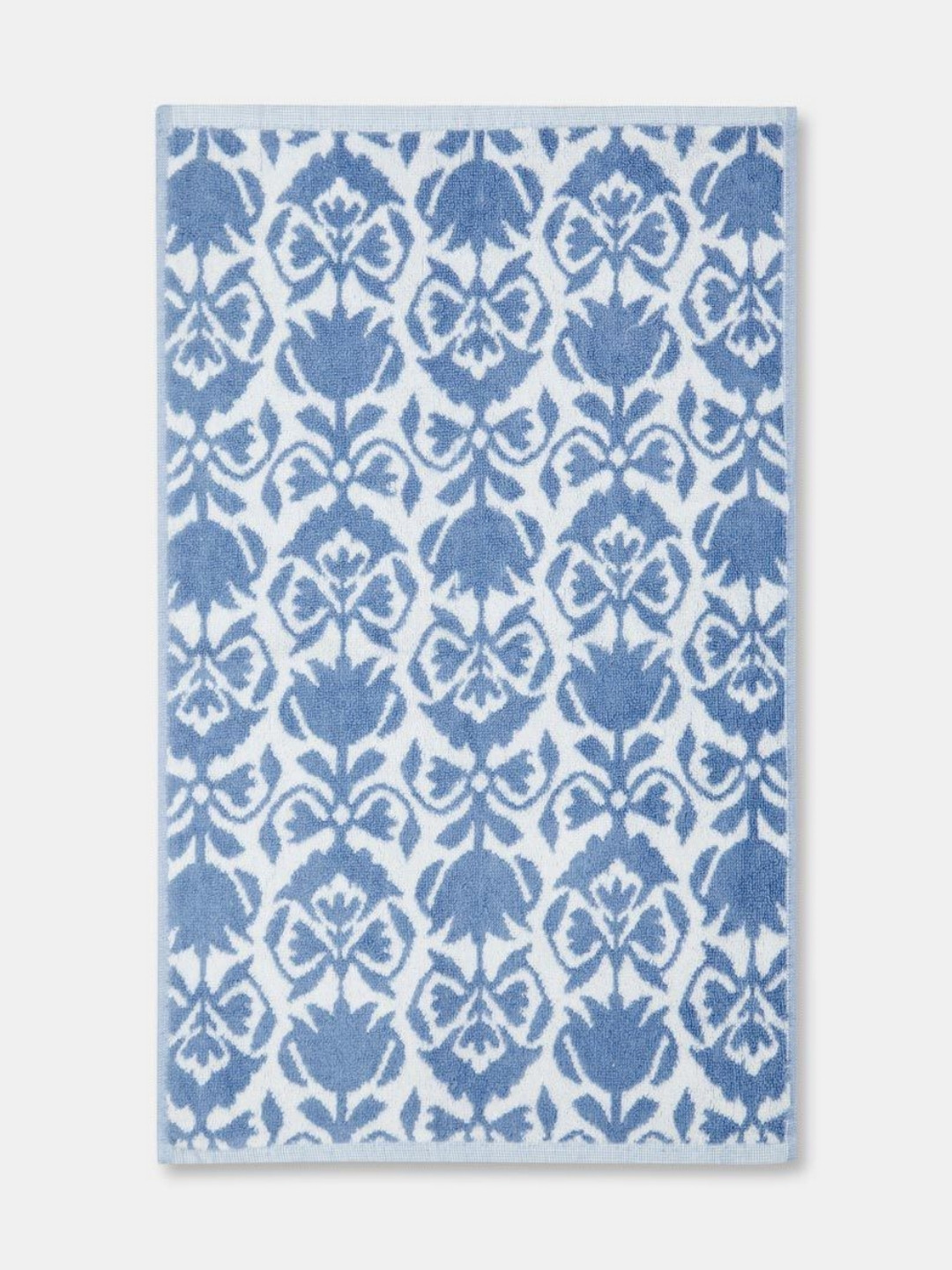 Fabindia Gadh Kamal Blue & White Printed Cotton 570 GSM Bath Towel