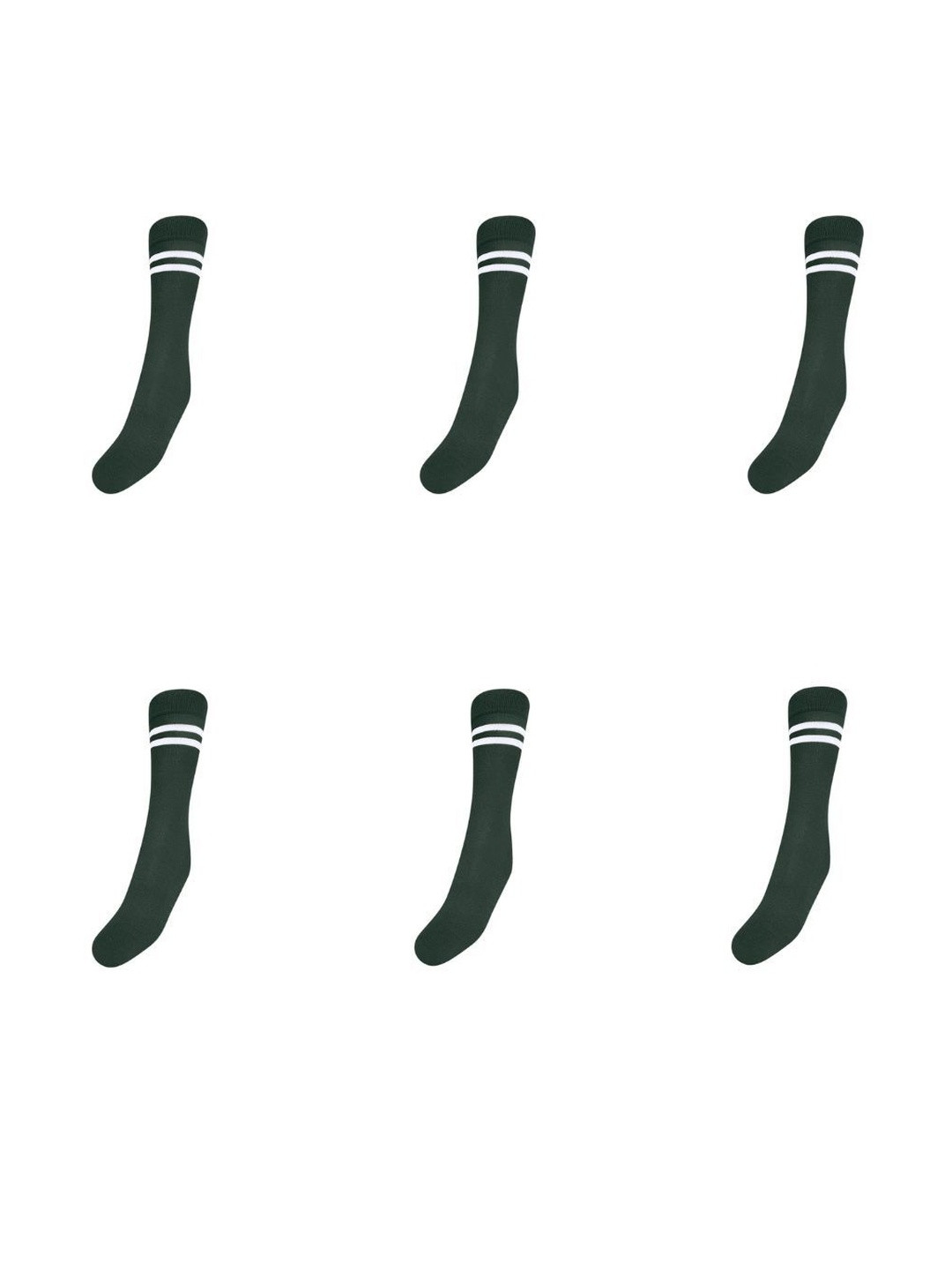 MUKHAKSH Boys Pack Of 6 Green Calf Length Strip Socks
