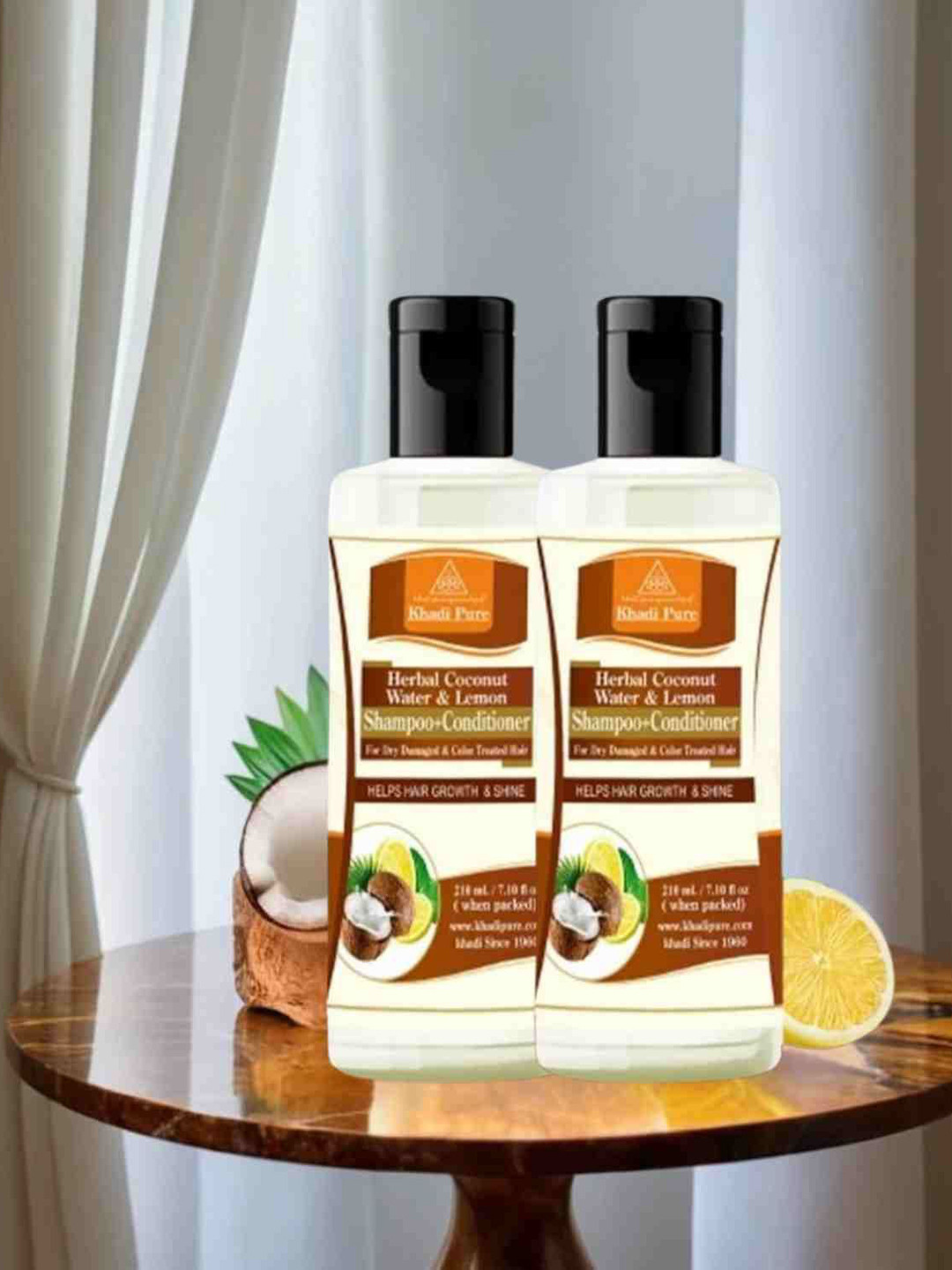 Khadi Pure Set Of 2 Herbal Coconut Water & Lemon Shampoo - 210 ml Each