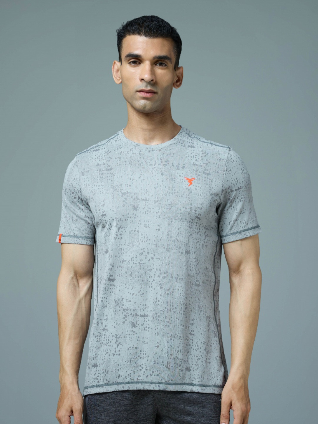 Technosport Men Anti Static Geometric Printed Round Neck Slim Fit T-shirt